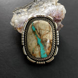 Large Royston Ribbon Turquoise Ring- Sterling Silver and Royston Turquoise Statement Ring- Finished to Size or as Pendant