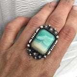 Blue Opal Petrified Wood Ring or Pendant- Sterling Silver and Indonesian Opalized Petrified Wood- Finished to Size