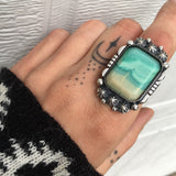 Blue Opal Petrified Wood Ring or Pendant- Sterling Silver and Indonesian Opalized Petrified Wood- Finished to Size