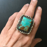 Large Square Royston Turquoise Ring or Pendant- Sterling Silver and Turquoise- Finished to Size