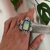 Square Endless Summer Overlay Ring or Pendant- Sterling Silver and Blue Opal Petrified Wood- Finished to Size