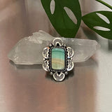 Square Endless Summer Overlay Ring or Pendant- Sterling Silver and Blue Opal Petrified Wood- Finished to Size