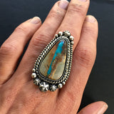Celestial Easter Blue Ribbon Turquoise Ring- Sterling Silver and Easter Blue Turquoise Statement Ring- Finished to Size or as Pendant