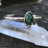 Stamped Turquoise Stacker Cuff- Sierra Nevada Turquoise and Sterling Silver Bracelet- Size M/L