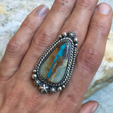 Celestial Easter Blue Ribbon Turquoise Ring- Sterling Silver and Easter Blue Turquoise Statement Ring- Finished to Size or as Pendant