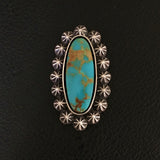 Large Royston Turquoise Celestial Ring or Pendant- Sterling Silver Turquoise Statement Ring- Finished to Size