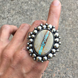 Royston Ribbon Super Bubble Ring- Sterling Silver and Royston Turquoise Statement Ring- Finished to Size or as Pendant