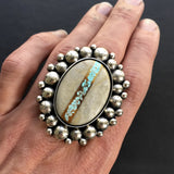 Royston Ribbon Super Bubble Ring- Sterling Silver and Royston Turquoise Statement Ring- Finished to Size or as Pendant
