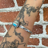 Stamped Wide Endless Summer Stacker Cuff- Sterling Silver and Blue Opal Petrified Wood Bracelet- Size M/L