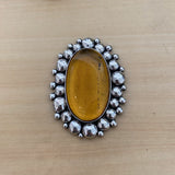 Huge Amber Sunny Bubble Ring- Sterling Silver and Mayan Amber - Finished to Size