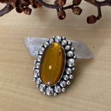 Huge Amber Sunny Bubble Ring- Sterling Silver and Mayan Amber - Finished to Size