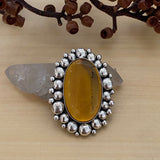 Huge Amber Sunny Bubble Ring- Sterling Silver and Mayan Amber - Finished to Size