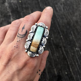 Blue Opal Petrified Wood Overlay Ring or Pendant- Sterling Silver and Indonesian Opalized Petrified Wood- Finished to Size