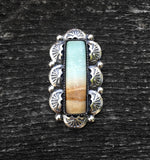 Blue Opal Petrified Wood Overlay Ring or Pendant- Sterling Silver and Indonesian Opalized Petrified Wood- Finished to Size