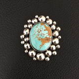 Large Royston Super Bubble Ring or Pendant- Sterling Silver and Natural Royston Turquoise- Finished to Size