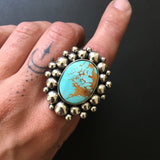 Large Royston Super Bubble Ring or Pendant- Sterling Silver and Natural Royston Turquoise- Finished to Size