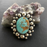 Large Royston Super Bubble Ring or Pendant- Sterling Silver and Natural Royston Turquoise- Finished to Size