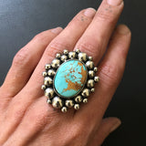 Large Royston Super Bubble Ring or Pendant- Sterling Silver and Natural Royston Turquoise- Finished to Size