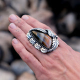 Super Bloom Ring- Huge Sterling Silver and Polychrome Jasper Statement Ring or Pendant- Finished to Size