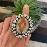 Huge Banded Agate and Sterling Silver Super Bubble Ring or Pendant- Finished to Size