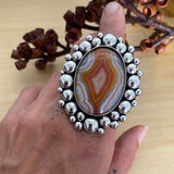 Huge Banded Agate and Sterling Silver Super Bubble Ring or Pendant- Finished to Size