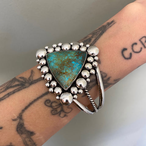 The Supernova Cuff- Size M/L- Bamboo Mountain Turquoise and Sterling Silver Bracelet