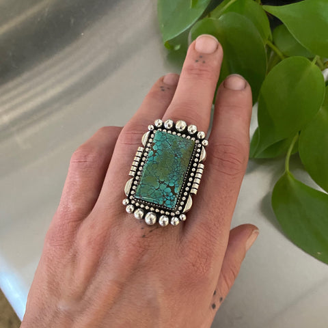 The Tabernacle Ring- Bamboo Mountain Turquoise and Sterling Silver- Finished to Size or as a Pendant