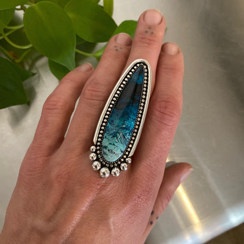 The Oceanic Ring- Shattuckite and Sterling Silver- Finished to Size or as a Pendant