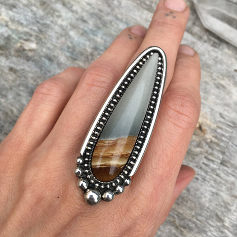 Huge Picture Jasper Talon Ring or Pendant- Sterling Silver and Desert Picture Jasper- Finished to Size