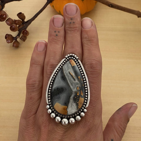 Huge Maligano Jasper Statement Ring or Pendant- Sterling Silver and Jasper- Finished to Size