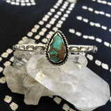 Stamped Turquoise Stacker Cuff- Royston Turquoise and Sterling Silver Bracelet- Size S/M