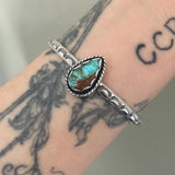 Stamped Turquoise Stacker Cuff- Royston Turquoise and Sterling Silver Bracelet- Size S/M