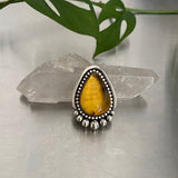 Amber Teardrop Statement Ring or Pendant- Sterling Silver and Mayan Amber- Finished to Size