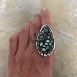 Huge Teardrop Variscite Statement Ring or Pendant- Sterling Silver and Poseidon Variscite- Finished to Size