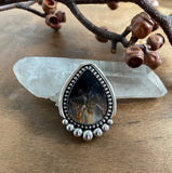 Teardrop Petrified Palm Root Statement Ring or Pendant- Sterling Silver- Finished to Size