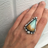 Blue Opal Petrified Wood Ring or Pendant- Sterling Silver and Indonesian Opalized Petrified Wood- Finished to Size