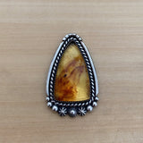 Large Amber Celestial Ring- Sterling Silver and Mayan Amber - Finished to Size