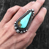 Celestial Ring or Pendant- Royston Turquoise and Sterling Silver Statement Ring- Finished to Size