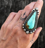 Celestial Ring or Pendant- Royston Turquoise and Sterling Silver Statement Ring- Finished to Size