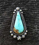 Celestial Ring or Pendant- Royston Turquoise and Sterling Silver Statement Ring- Finished to Size