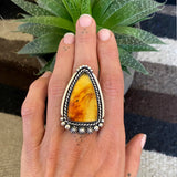 Large Amber Celestial Ring- Sterling Silver and Mayan Amber - Finished to Size