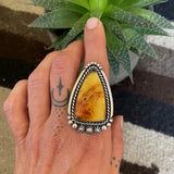 Large Amber Celestial Ring- Sterling Silver and Mayan Amber - Finished to Size