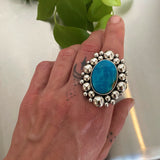 The Supernova Ring- Turquoise Mountain Turquoise and Sterling Silver- Finished to Size or as a Pendant