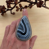 Huge Agate Statement Ring or Pendant- Sterling Silver- Finished to Size