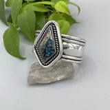 The Twin Flame Cuff- Size S/M- Morenci II Turquoise and Stamped Sterling Silver Bracelet