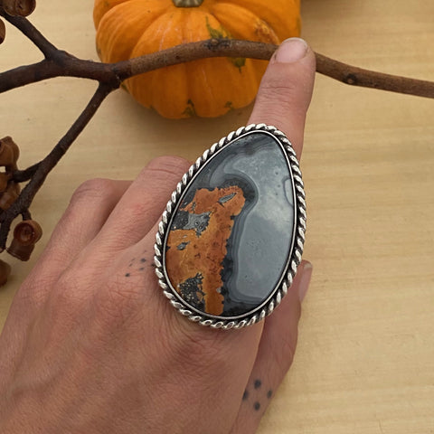 Large Maligano Jasper Ring or Pendant- Sterling Silver and Jasper- Finished to Size