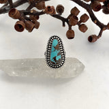 Chunky Turquoise Ring- Size 7- Hand Stamped Sterling Silver and Royston Turquoise