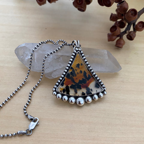 Large Triangular Montana Agate Bubble Necklace- Sterling Silver and Agate - 18" Sterling Chain