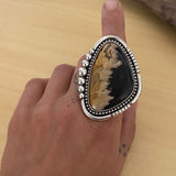 Large Petrified Palm Root Ring- Sterling Silver and Palm Root- Finished to Size