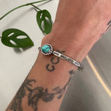 Stamped Turquoise Stacker Cuff- Size XS/S- Emerald Valley Turquoise and Sterling Silver Bracelet